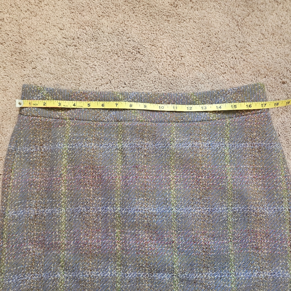 J.Crew 100% Wool Pencil Skirt Purple Green Plaid Tweed Fully Lined Size 12 - Picture 4 of 8